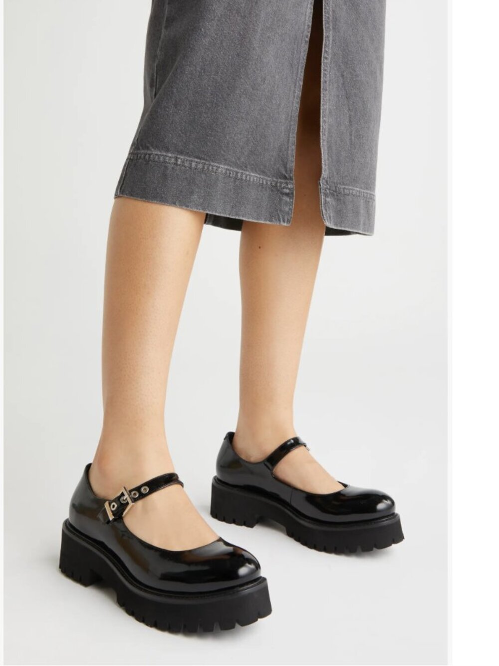 Jeffrey Campbell Black Patent Mary Jane Platform Lug Soles